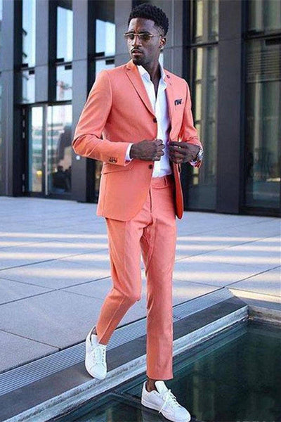 white christmas dresses Classy Coral Classic Notched Lapel Slim Fit Men Suits