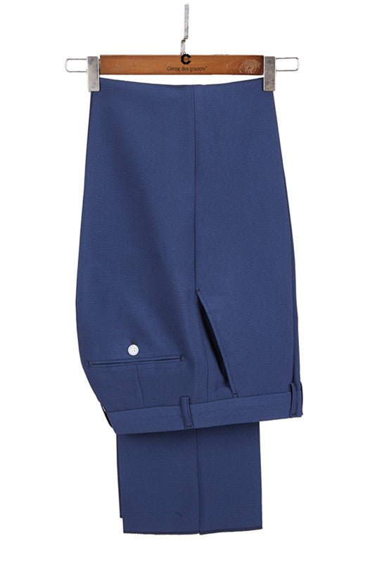 Classy Dark Blue Peaked Lapel Slim Fit Men Suits for Business-Ballbella
