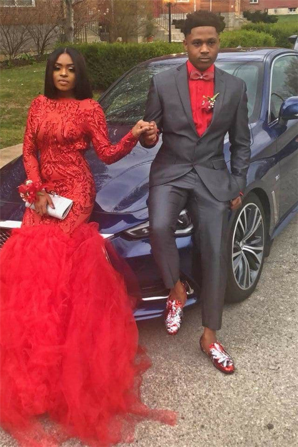 Classy Dark Gray Designer Two-Pieces Prom Suits for Men-Ballbella