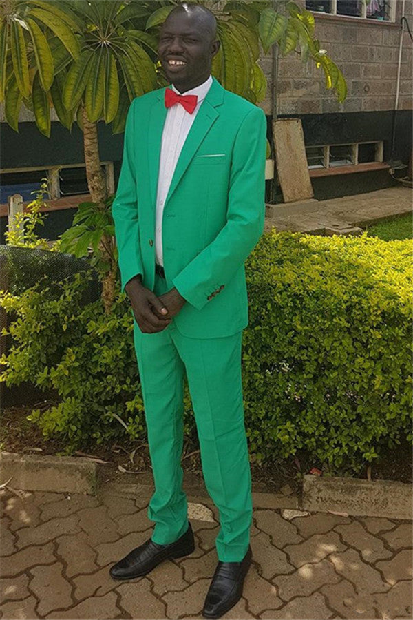 Classy Green Simple Notched Lapel Bespoke Mens Suits Sale Online-Ballbella