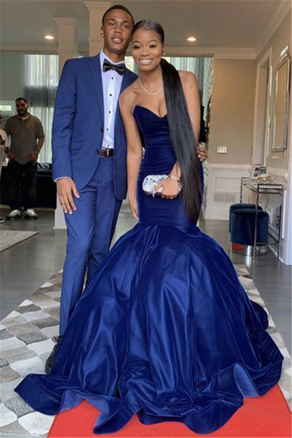 navy blue two piece prom dress Two Piece Homecoming Dresses Navy Blue Mid Length Prom Dress with Pocket ARD1546
