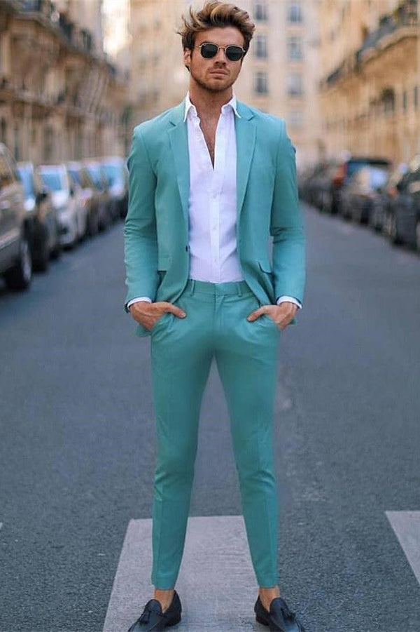 Classy One Button Notched Lapel Two Pieces Designer Men Suits for Prom-Ballbella