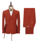 Classy Peaked Lapel Slim Fit Orange Men Suits for Casual-Ballbella