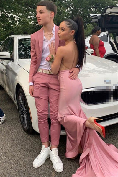 slim fit dress slacks Classy Pink Slim Fit Prom Outfits for Men Online