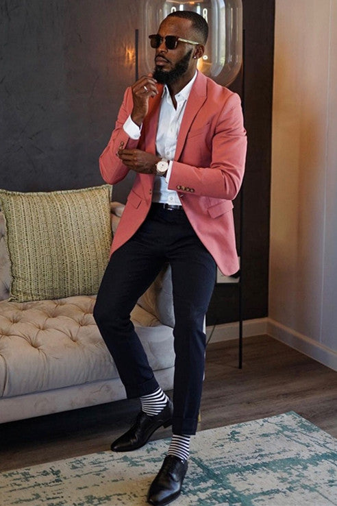 Classy Pink Two-Pieces Peaked Lapel Men's Prom Suits-Ballbella