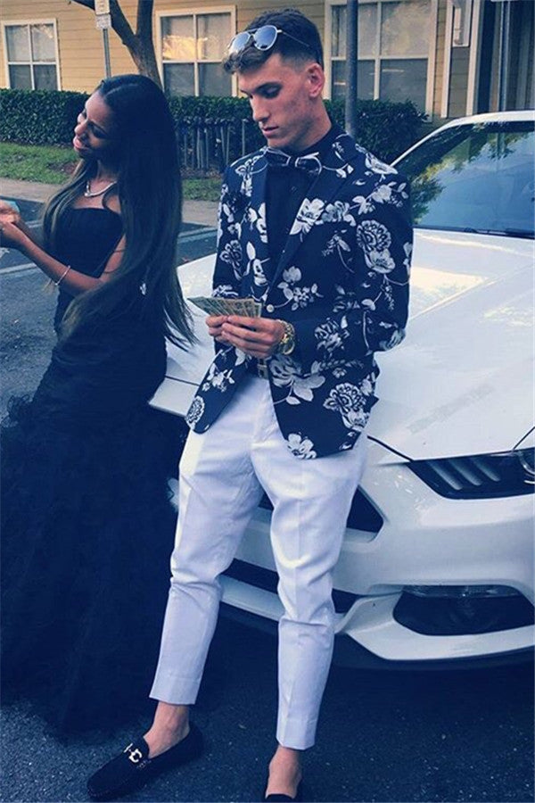 Classy Printed Two Piece Notch Lapel Prom Suit for Men-Ballbella