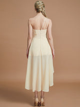 Classy Sleeveless One Shoulders Layers Asymmetrical Chiffon Bridesmaid Dresses-Ballbella