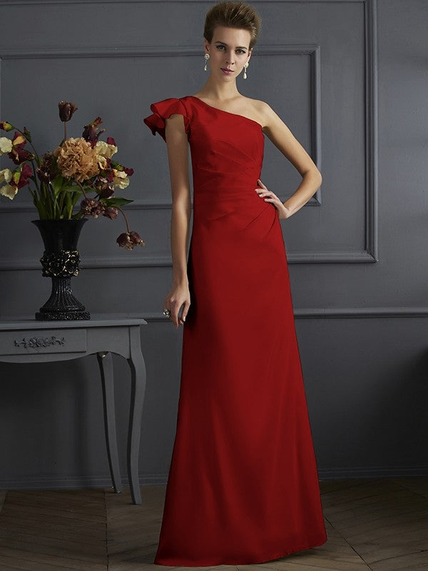 Classy Sleeveless One Shoulders Pleats Long Bridesmaid Dresses-Ballbella
