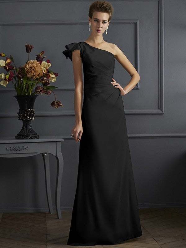 Classy Sleeveless One Shoulders Pleats Long Bridesmaid Dresses-Ballbella