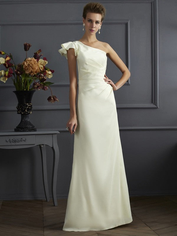 Classy Sleeveless One Shoulders Pleats Long Bridesmaid Dresses