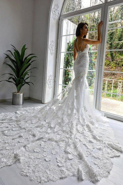 mermaid wedding dresses with long veil Pearl by Lauren Elaine Lola Gown