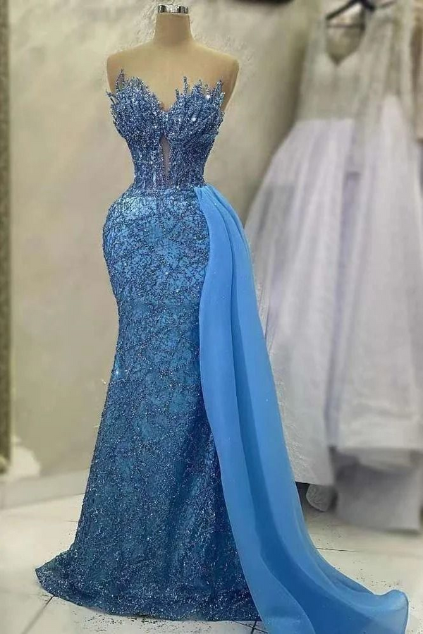Classy Sweetheart Blue Dusty Mermaid Floor length Sleeveless Prom Dresses Classy Sweetheart Blue Dusty Mermaid Floor length Sleeveless Prom Dresses
