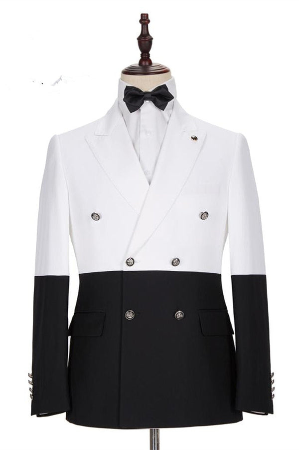 Classy White and Black Double Breasted Men Suits Online-Ballbella