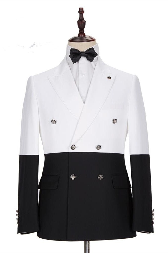 Classy White and Black Double Breasted Men Suits Online-Ballbella