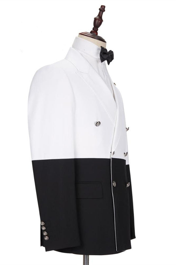 Classy White and Black Double Breasted Men Suits Online-Ballbella