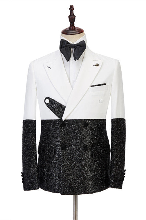 Classy White and Sparkle Double Breasted Designer Slim Fit Men's Prom Suits Online