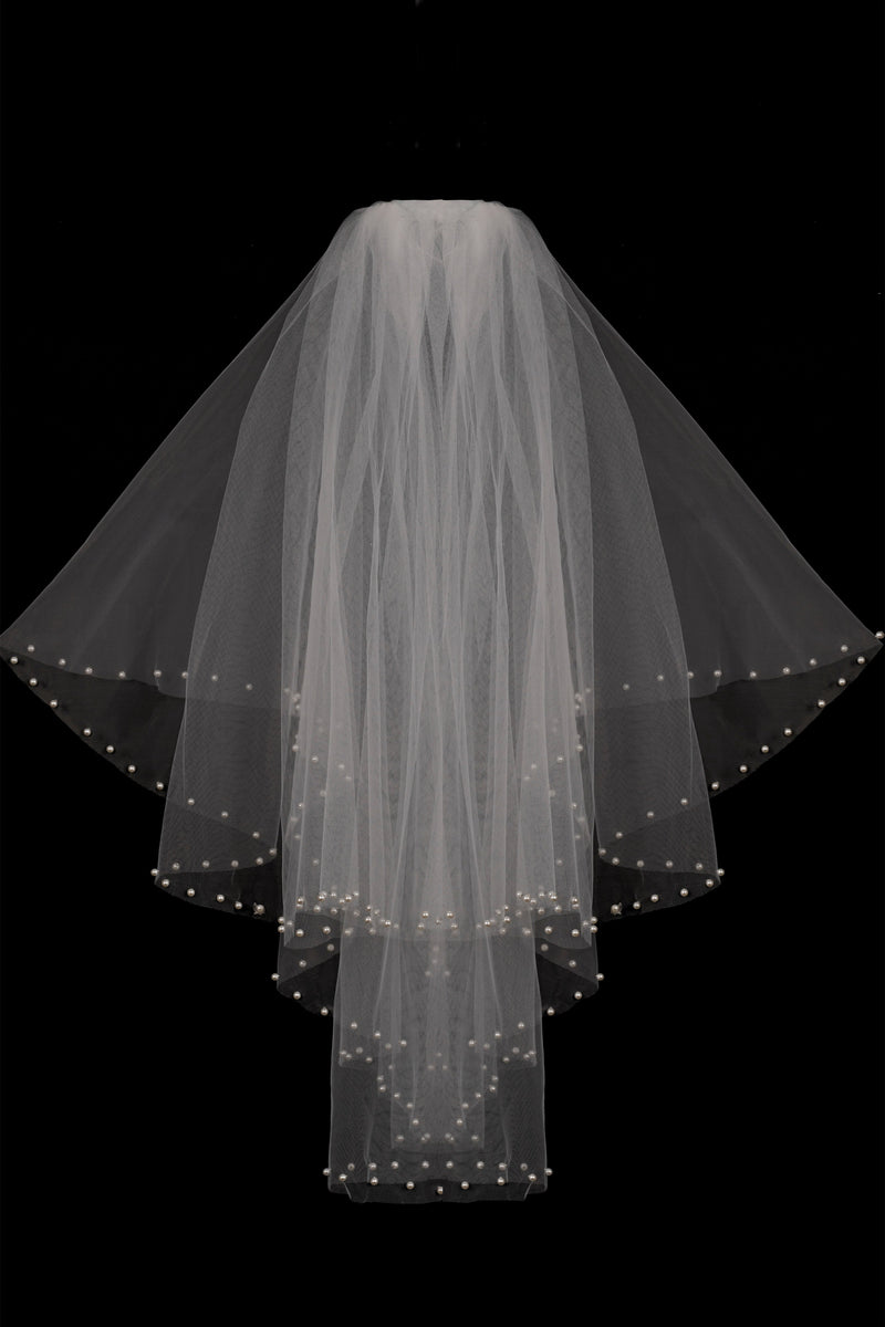 Cornelia Trendy With Pearls Wedding Veils-Ballbella