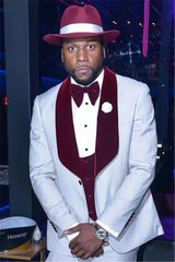 Cream Three Piece Shawl Lapel One Buttons Wedding Suits for Men-Ballbella