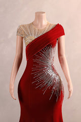 Crew One-Shoulder Empire Sweep Train Sequins Beading Evening Dress-Ballbella