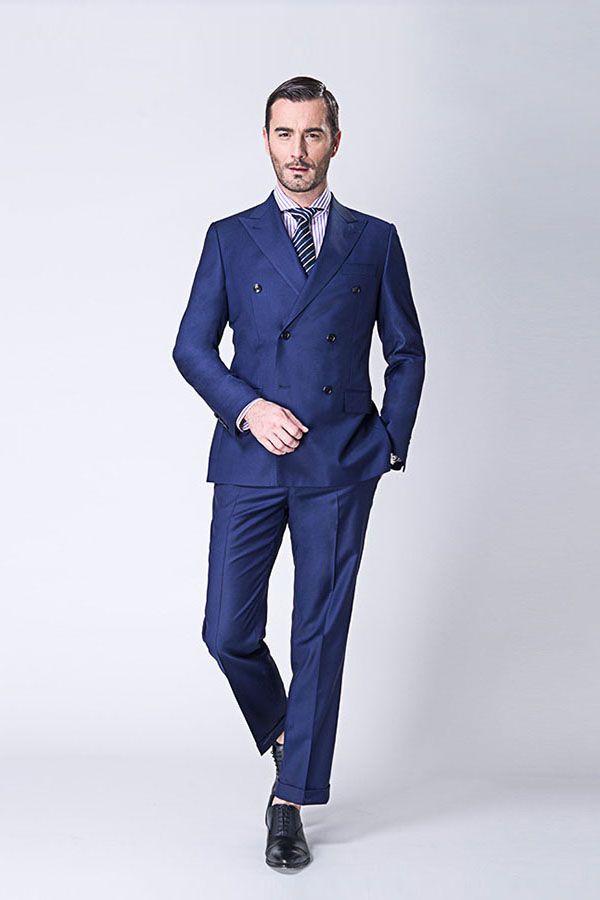 Royal Blue Velvet Prom Outfits Online Chic Peaked Laple Men's Suit with Two  Pieces – Ballbella