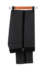 Custom design Velvet Lapel Double Breasted Prom Suit Belt Leopard Black Jacquard Men Suit for Wedding-Ballbella