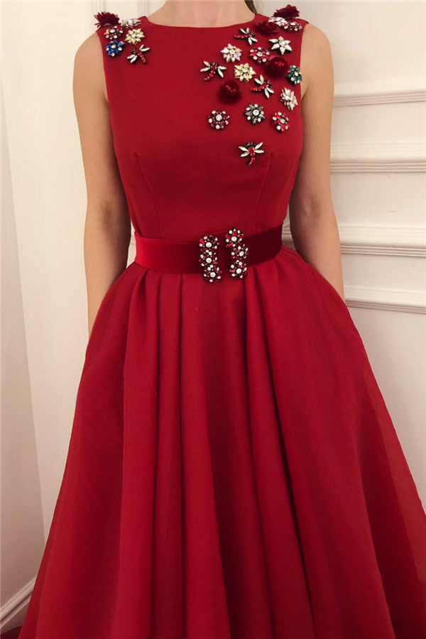 Easily attract others's attention with Ballbella cute dragonfly pattern long burgundy prom dresses,  all in latest Cute Satin A Line Fowers Red Prom Party Gowns with Dragonfly Chic Scoop Sleeveless Long Prom Party Gowns with Sash design with delicate details.