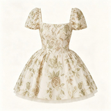 Elegant Square Short Sleeves Homecoming Dresses Mini With Zipper Criss-Cross Back