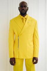 Daffodil Peaked Lapel Prom Suit with Zipper-Ballbella