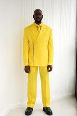 Daffodil Peaked Lapel Prom Suit with Zipper-Ballbella
