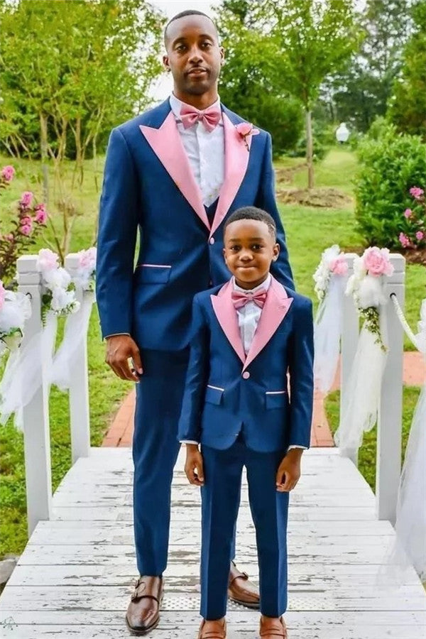 Discover the very best Dark Blue One Button Wedding Groom Suit with Pink Lapel for work,prom and wedding occasions at ballbella. Made Dark Blue Peaked Lapel Mens Suits with high Quality.