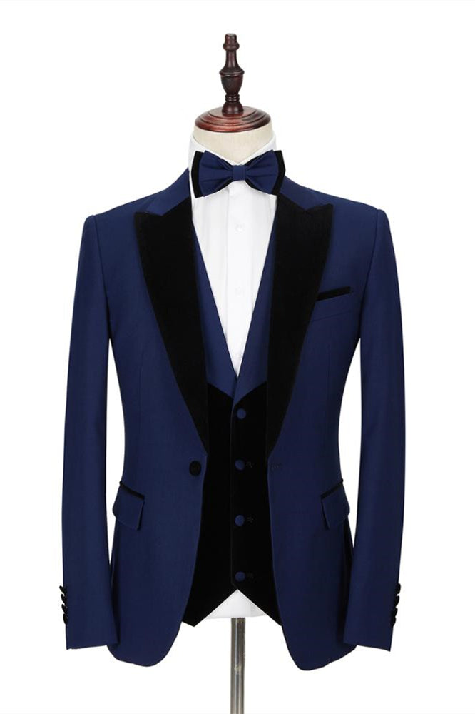 This Dark Blue Peak Lapel Men Wedding Suit, Velvet Lapel Formal Suit at Ballbella comes in all sizes for prom, wedding and business. Shop an amazing selection of Peaked Lapel Single Breasted Navy mens suits in cheap price.