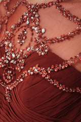 Dark green Chiffon Sparkle Beaded Evening Dress with Cape-Ballbella