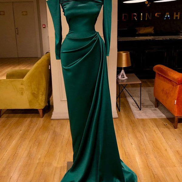 Dark Green Off-the-Shoulder Mermaid Prom Dress Long Evening Gowns Online