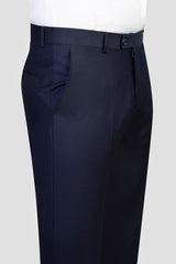 Dark Navy Double-Breasted Formal Suit with Satin Lapel-Ballbella