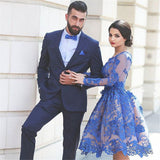 Dark Navy Slim Fit Men Suit Two Piece Notched Lapel Prom Suit-Ballbella