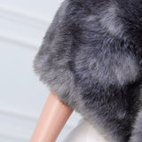 Dark silver fox three piece rectangular scarf Winter Wraps-Ballbella