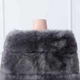 Dark silver fox three piece rectangular scarf Winter Wraps-Ballbella