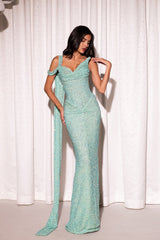 Dazzling Asymmetrical One Shoulder Mermaid Prom Dresses Sleeveless Sequins With Ribbon Pleats-Ballbella