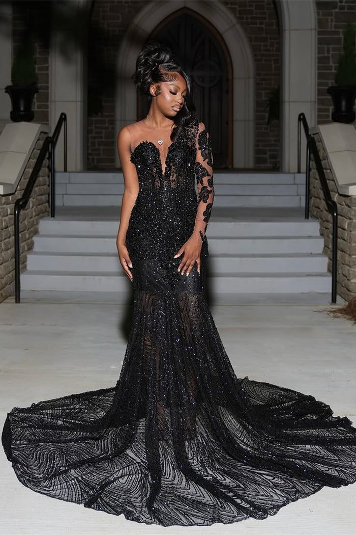 long formal burgundy dress Burgundy Mermaid Queen Anne Long Formal Dress with Lace Long Sleeves main image 0