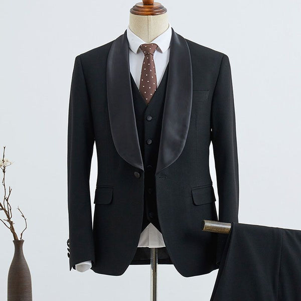 Decent Three-pieces Slim Fit Custom Wedding Suit For Grooms-Ballbella