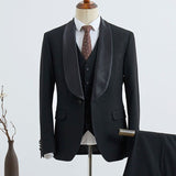 The Bespoke Shawl Lapel Single Breasted Men Suit is an essential part of any wardrobe. Whether you need a sharp business suit, a Custom design black tie evening look or a wedding or prom suit, you will find the perfect fit in Ballbella collection.Custom made this Decent Three-pieces Slim Fit Custom Wedding Suit For Grooms with rush order service.