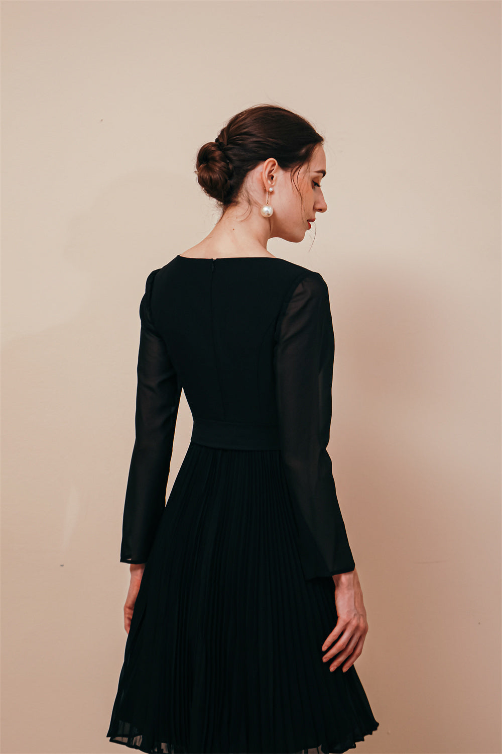 long sleeve black bow dress Sophisticated Poise Black Bow One-Shoulder Maxi Dress