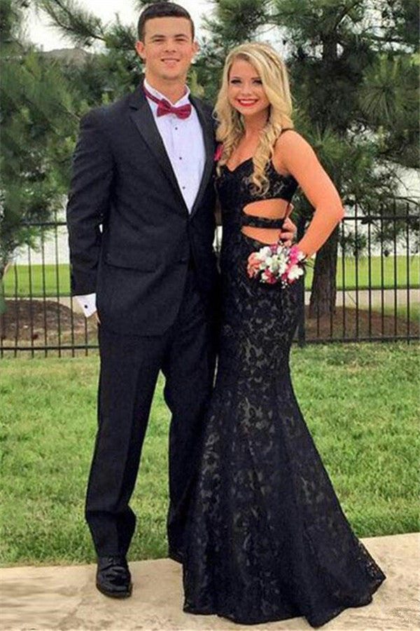 Designer Black Two-Piece Men's Prom Suits-Ballbella