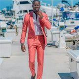 Designer Peach Shawl Lapel Two-Piece Slim Fit Bespoke Mens Prom Outfits-Ballbella