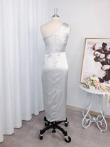 Designer Ruffles Sleeveless One Shoulder Asymmetrical Bridesmaid Dresses-Ballbella