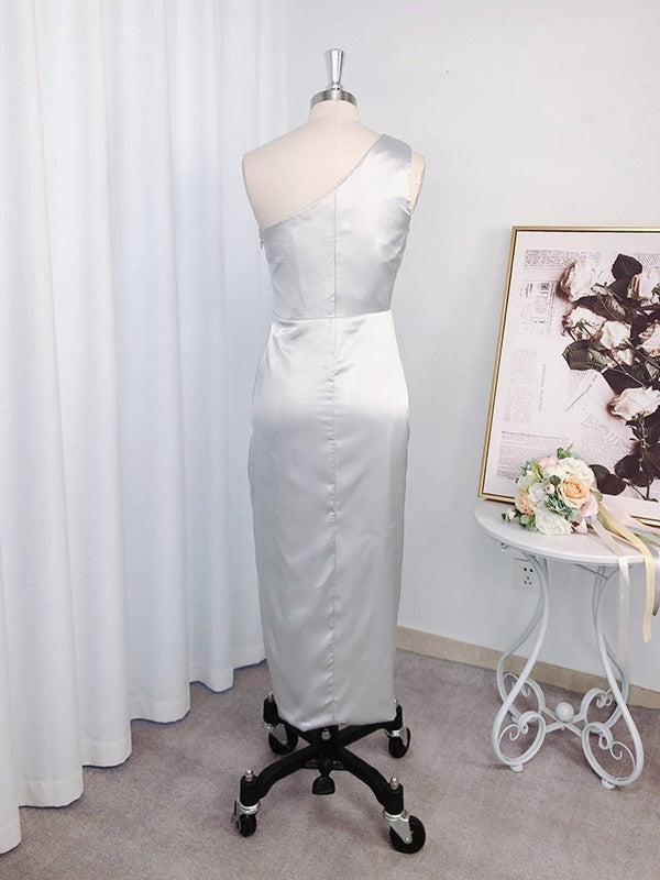 Designer Ruffles Sleeveless One Shoulder Asymmetrical Bridesmaid Dresses-Ballbella