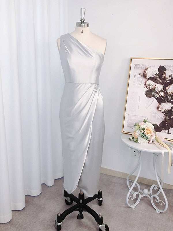 Designer Ruffles Sleeveless One Shoulder Asymmetrical Bridesmaid Dresses-Ballbella
