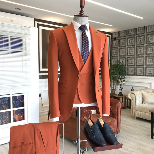 Designer Slim Fit Bespoke Peaked Lapel Men's Suits-Ballbella