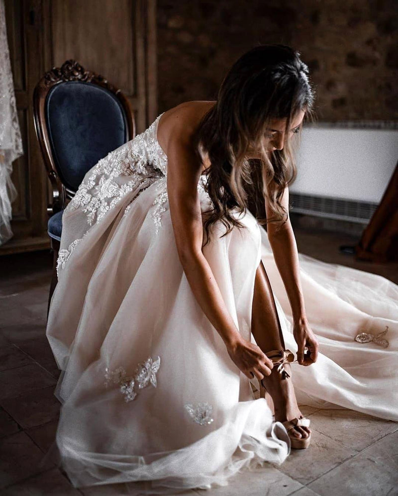 Designer Sweetheart Boho Chic Princess Tulle Lace Wedding Dress Designer Sweetheart Boho Chic Princess Tulle Lace Wedding Dress
