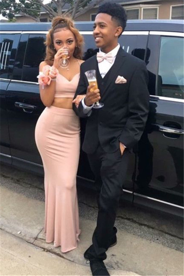 Designer Three-Piece Black Slim Fit Prom Suit with Notch Lapel-Ballbella